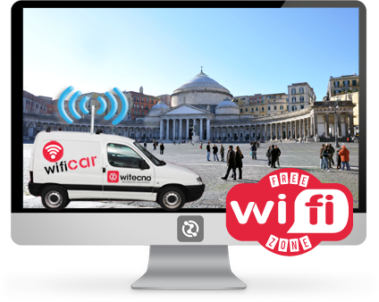 Noleggio Wifi Car Witecno itinerante per promuovere il tuo evento, concerto e festa in Wifi Free Zone!